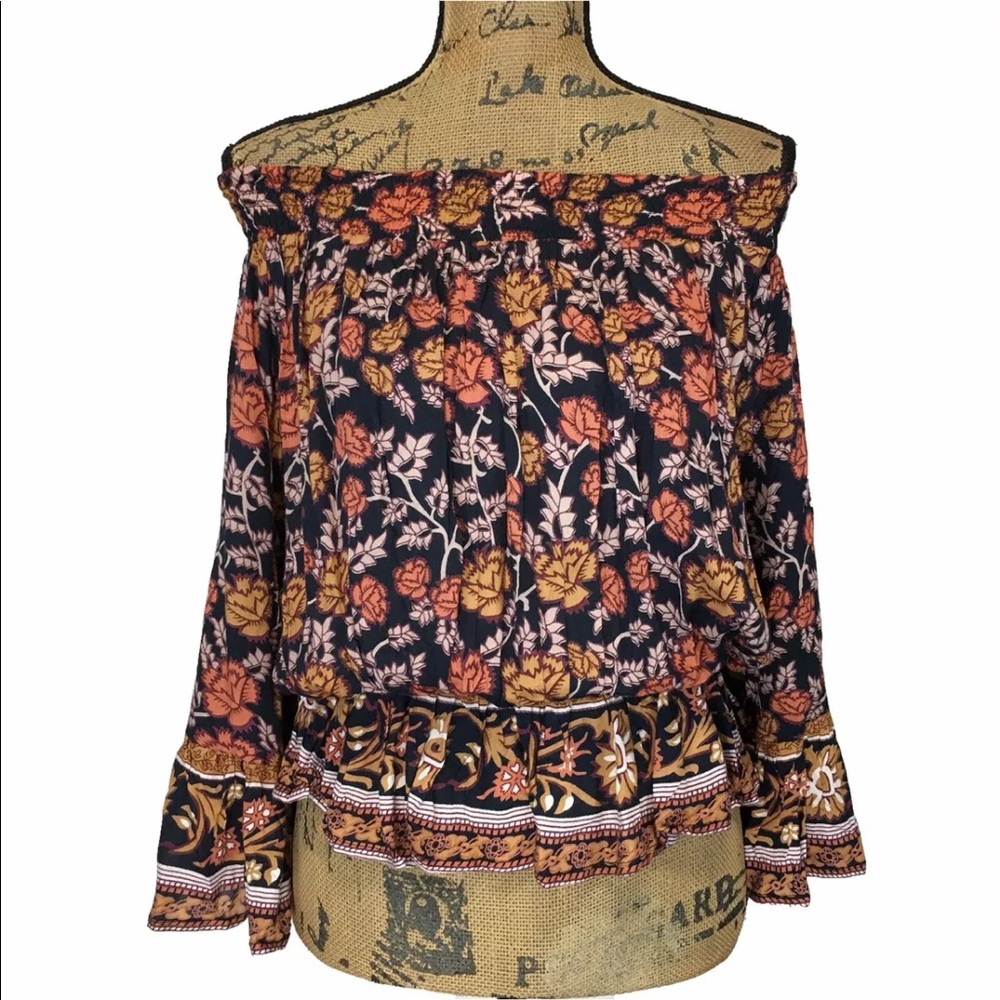 NEW RAGA Top S‎ Boho Peasant Off Shoulder Ruffle